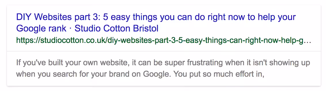 DIY Websites part 3: 5 easy things you can do right now to help your Google rank - Studio Cotton Bristol