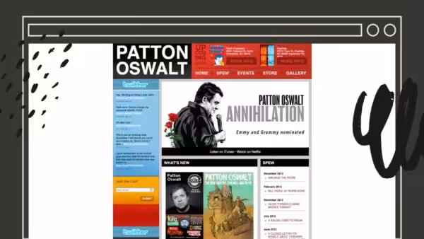 Screenshot of Patton Oswalt's website.