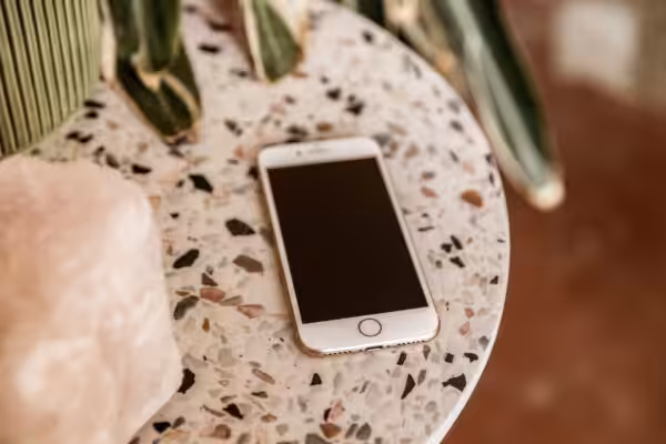 Phone on a table.