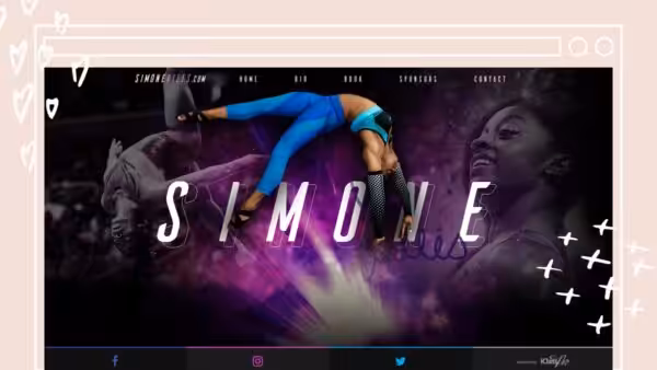 Screenshot of Simone Biles' website.