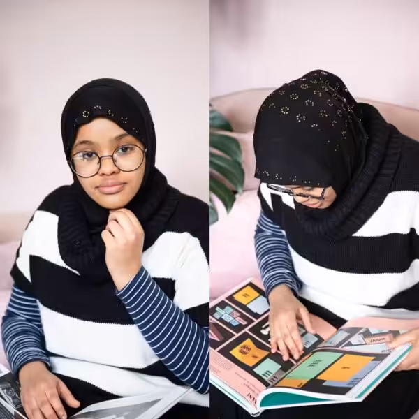 Rayhan at Studio Cotton reading design books.