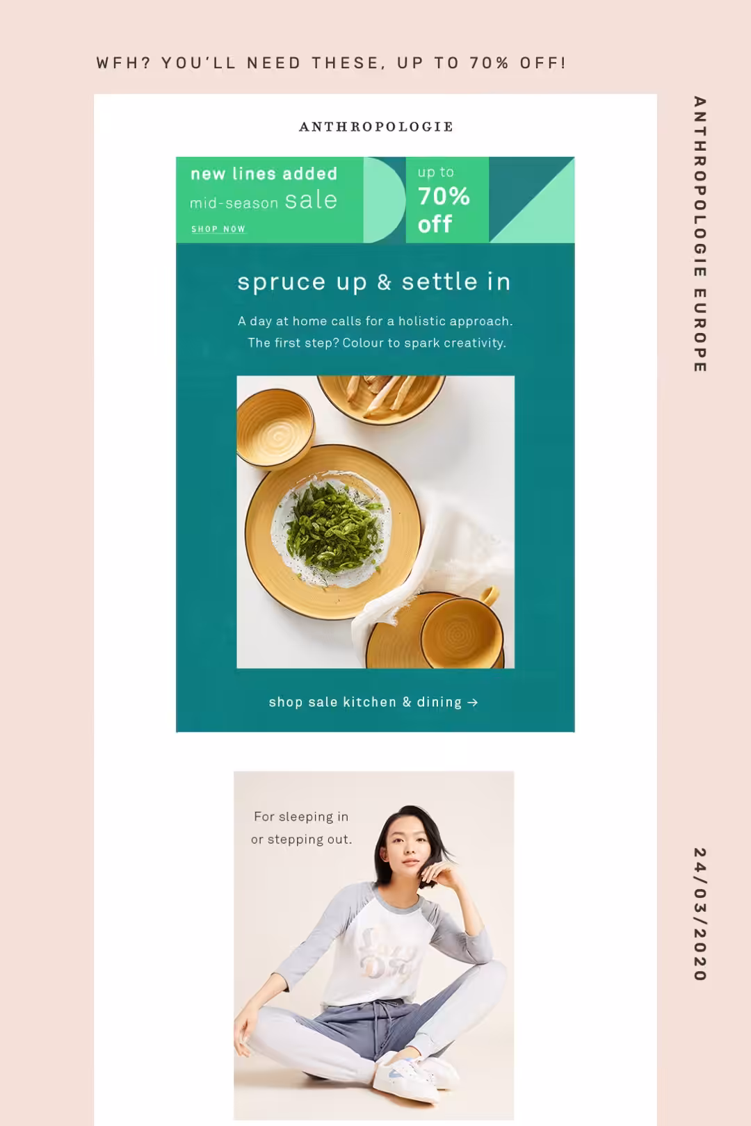 Screenshot of Email Marketing from Anthropologie - 'Spruce up & settle in'.