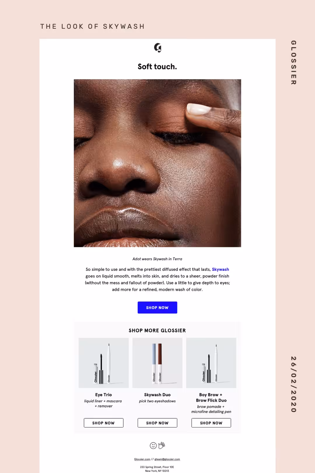Screenshot of Email Marketing from Glossier.