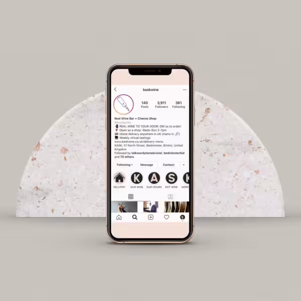 a phone showing Clear information about KASK in their Instagram Bio.