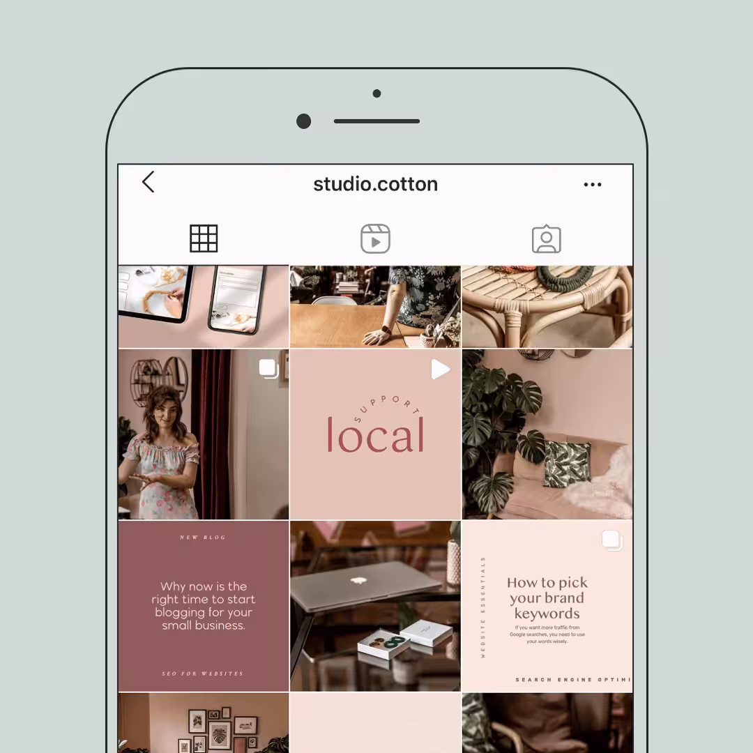 Example of Studio Cotton's Instagram grid.