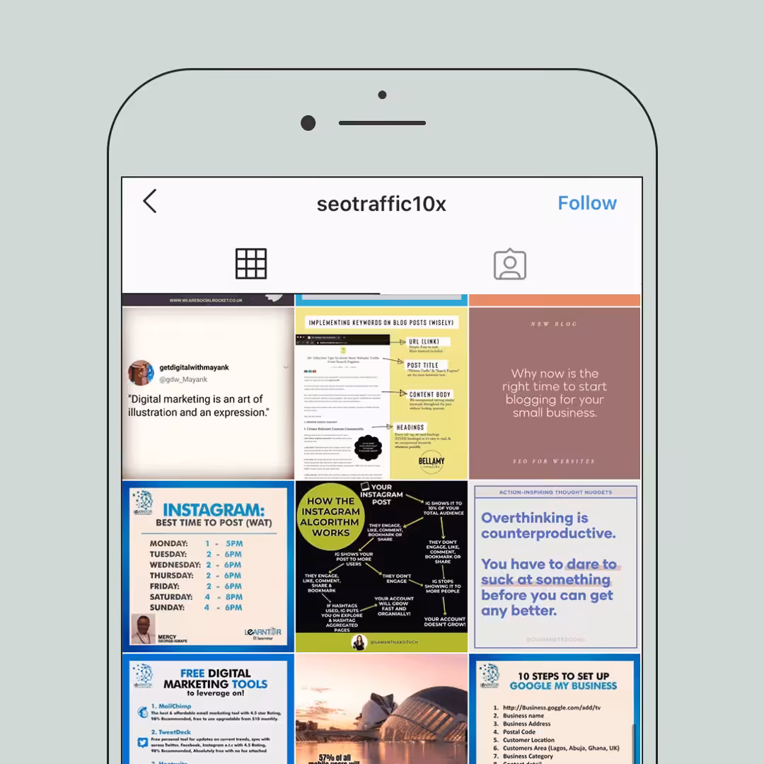 Example of an Instagram content regrammer grid.