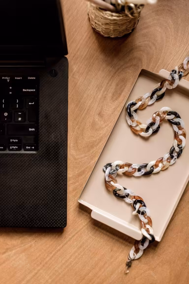 Links next to a laptop