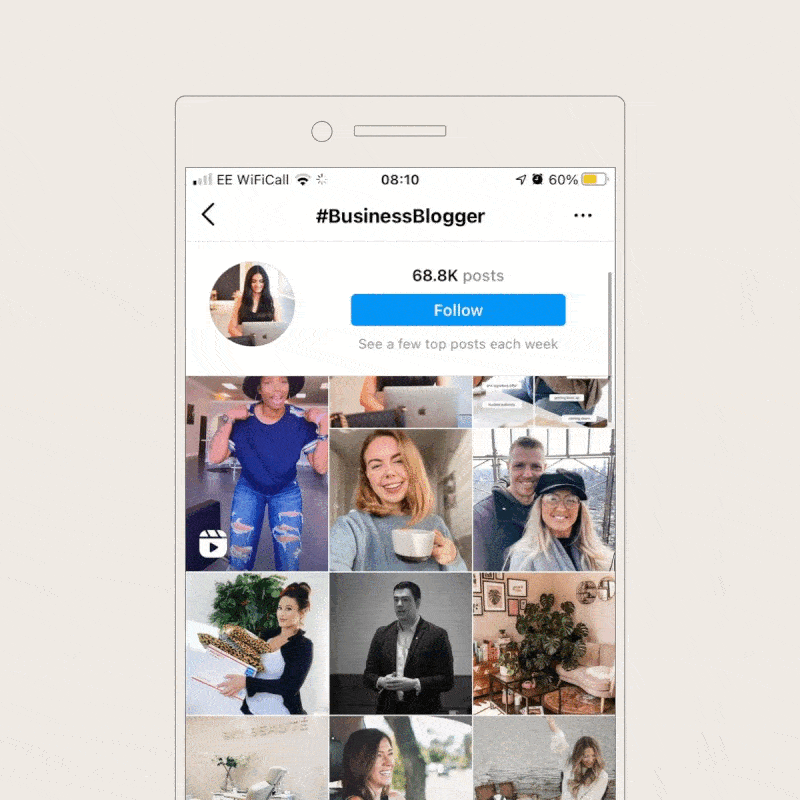 Screenshots of where a recent Studio Cotton ranked for various hashtags
