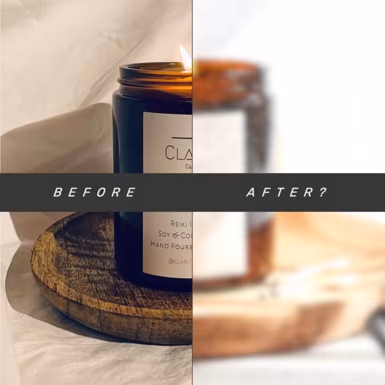 Before & After product photography makeover graphic