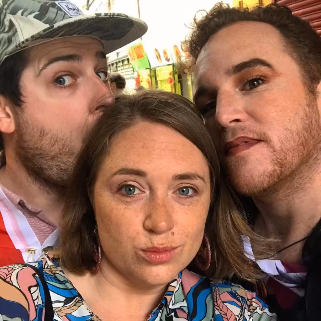 Aime, Alex and Adam taking a selfie during Bristol Pride 2019