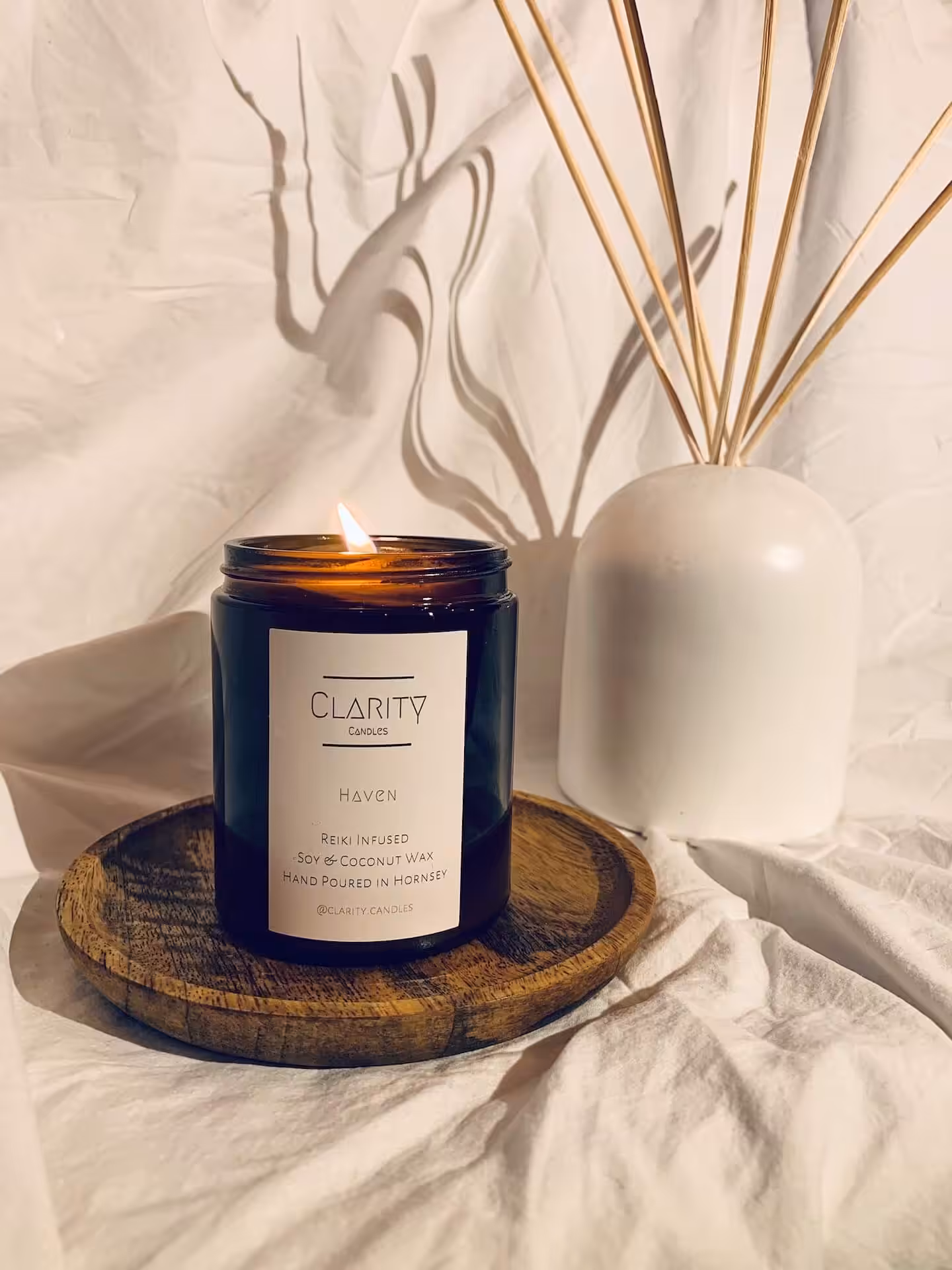 Before shot of a Clarity Candles candle