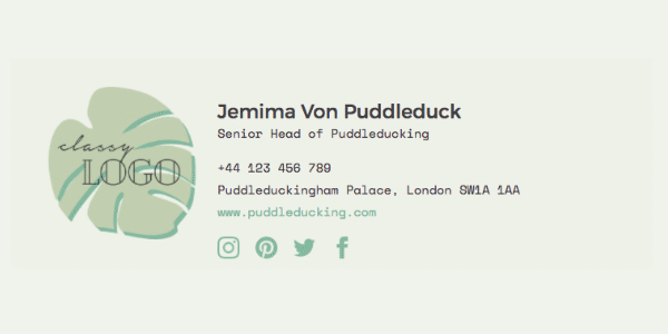 Email signature logo with and without dotted lines