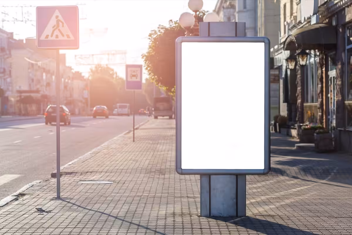 Outdoor advertising at a crossing.
