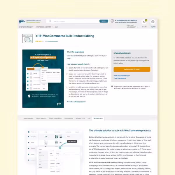 Screenshot of the YITH Bulk Product editor sales page