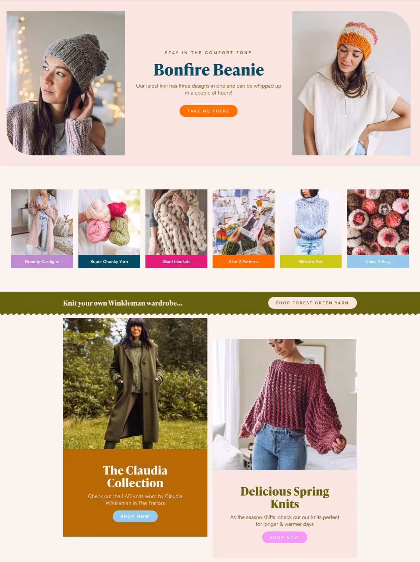 Screen capture of the Lauren Aston Designs website showing home page sections
