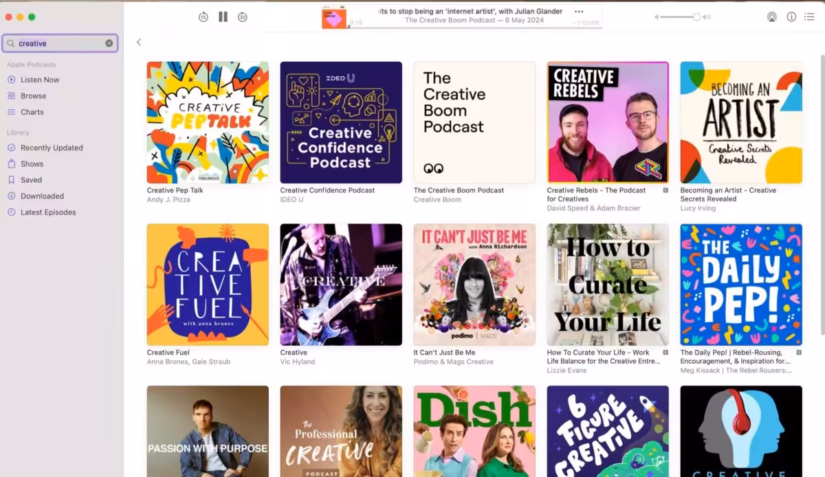 Screenshot of Podcast Art inside Apple Podcasts app