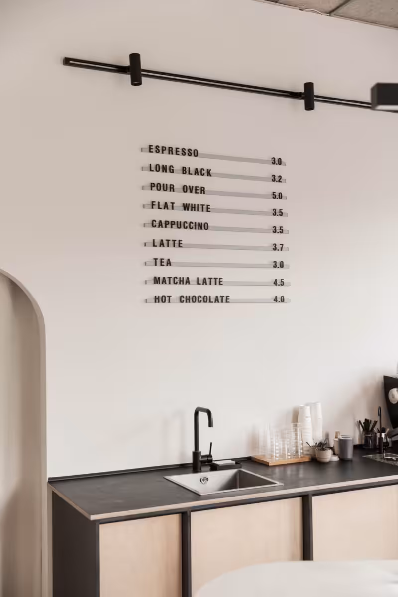 Coffee Shop price list - easily see what's in your budget.
