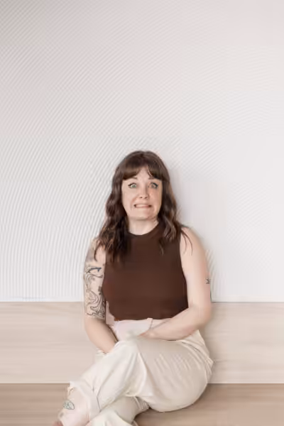 Studio Cotton's content producer Lyzi pulling an awkward face.