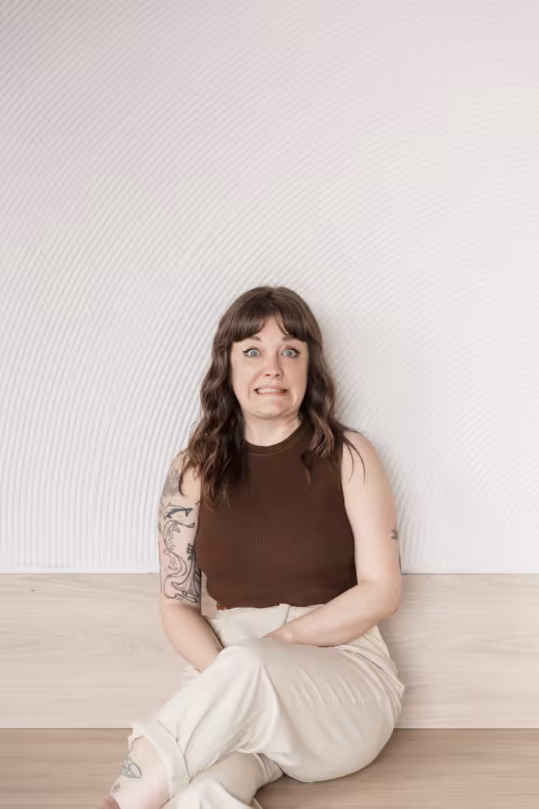 Studio Cotton's content producer Lyzi pulling an awkward face.