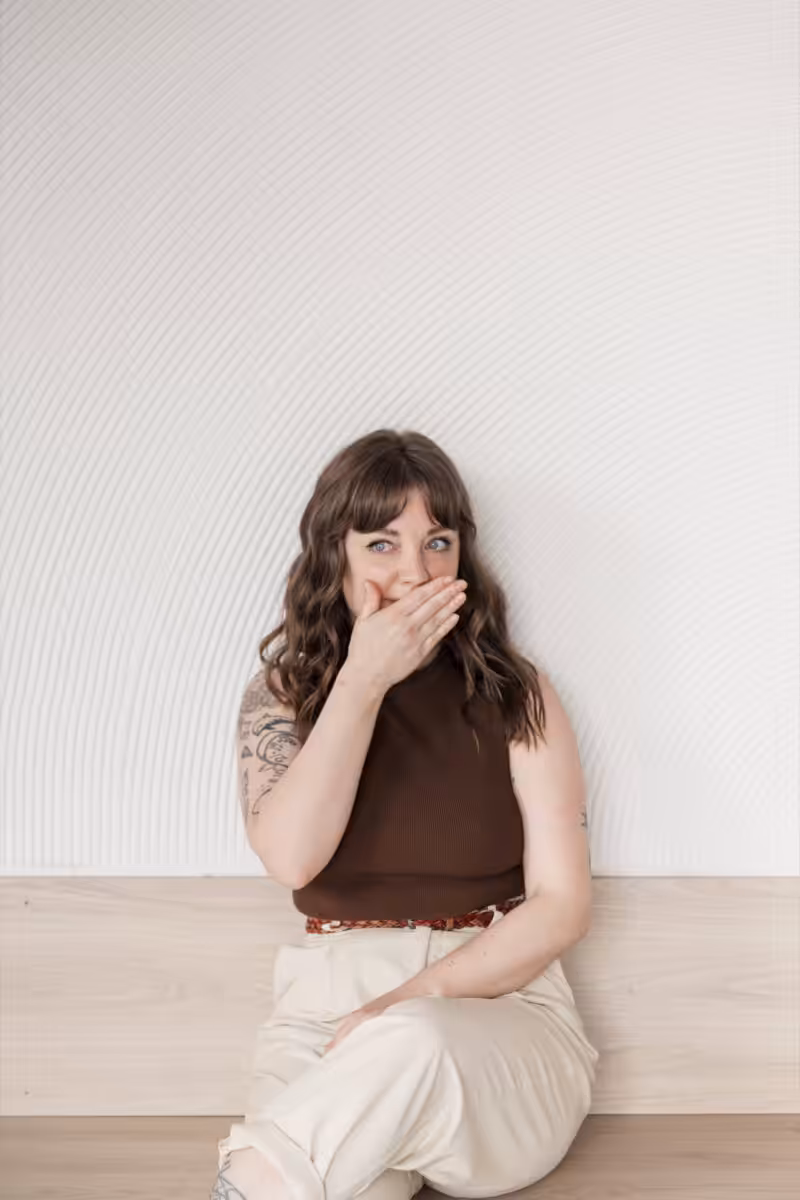 Studio Cotton's content producer Lyzi showing surprise and delight.